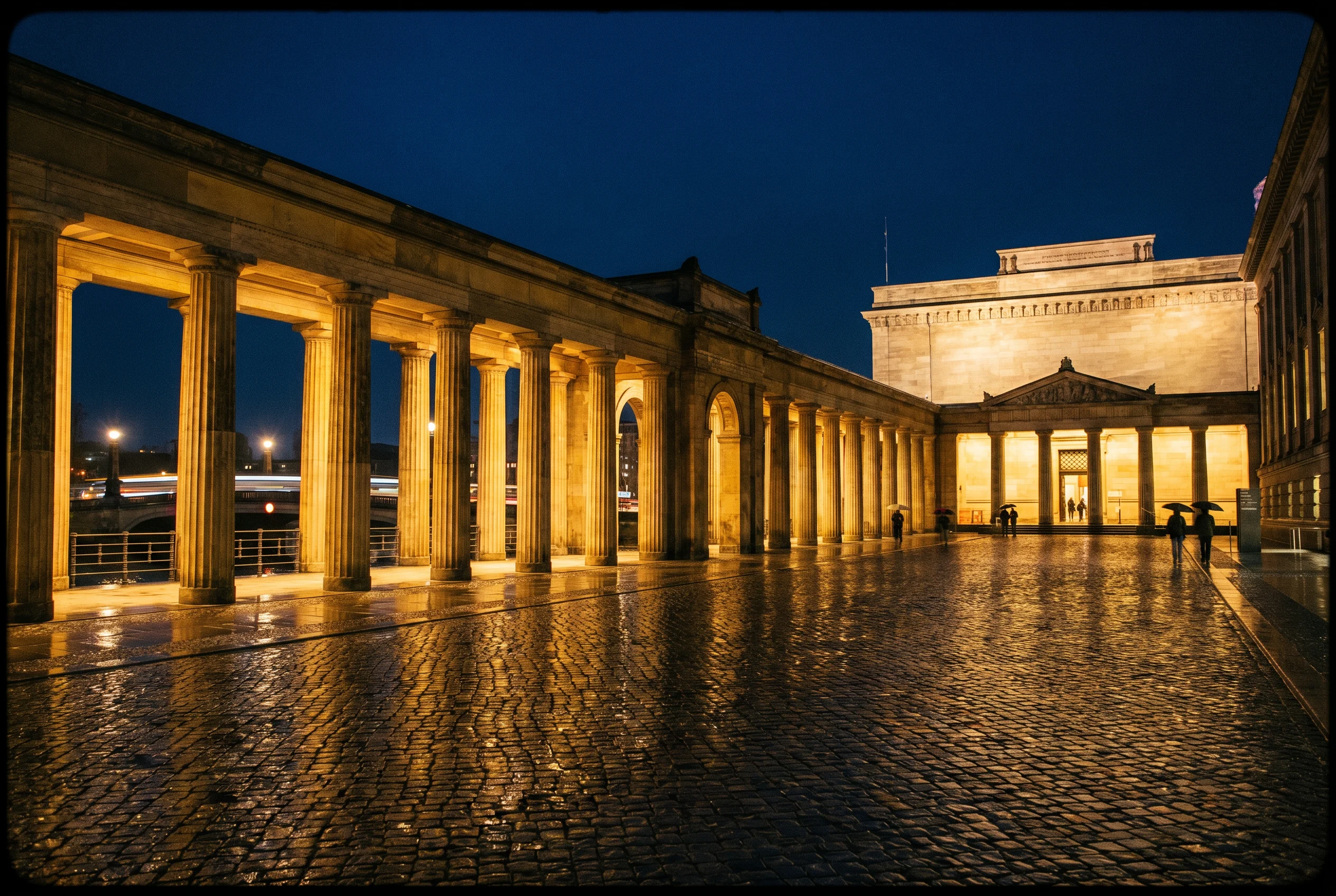 Museumsinsel — Pergamonmuseum bei Nacht, illuminiert